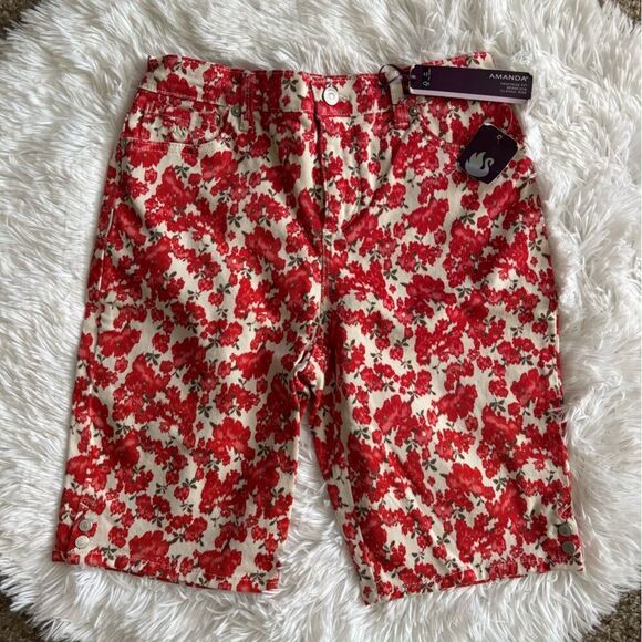 Gloria Vanderbilt Pants - Gloria Vanderbilt Floral Jean Shorts Amanda Heritage Fit Bermuda Classic Rise 4P